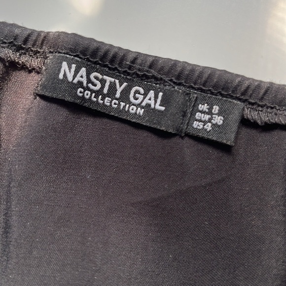 Nasty‎ Gal Black Satin Belted Strapless Jumper Jumpsuit with Ties Size 4 - Picture 13 of 16